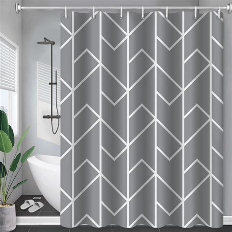 Blue Beige Fabric Texture Diagonal Waterproof Polyester Shower Curtain ...