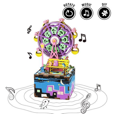 Buy Robotime Ferris Wheel Hand Crank 3D Wooden Music Box Kit Online at ...