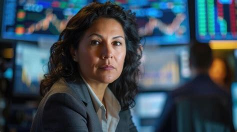 The latina financial analysis working in office while analyzing finance ...