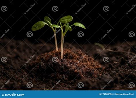 Seedlings Growing in Soil. Concept Ecology and Bio Stock Illustration ...