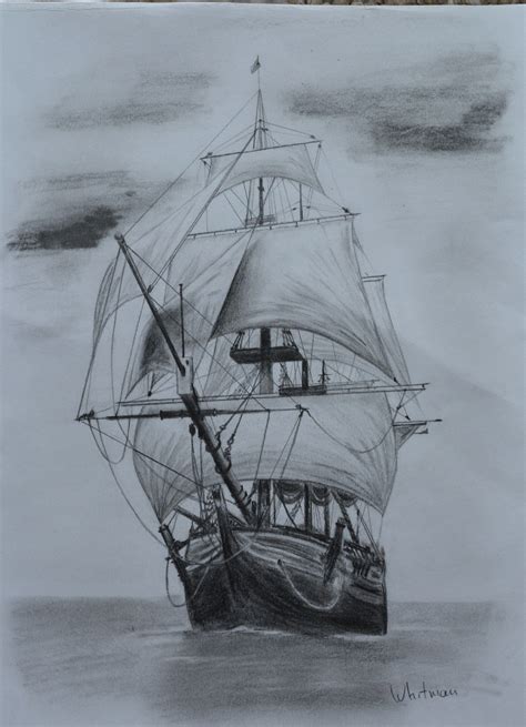 Realistic Pirate Ship Drawing at PaintingValley.com | Explore ...