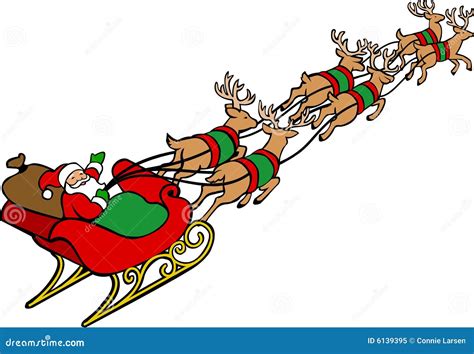 Santa Sleigh And Reindeer Clipart