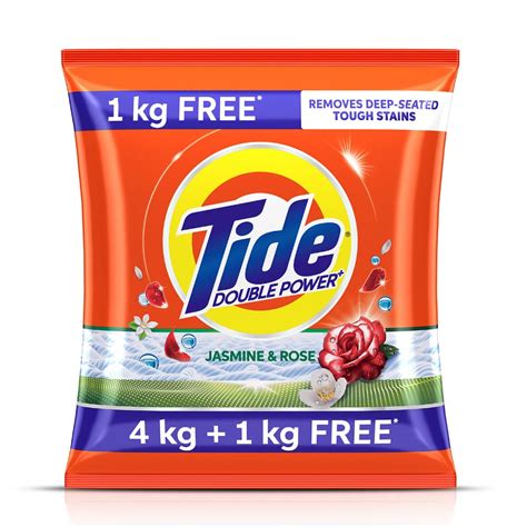 Buy Tide Plus Double Power Detergent Washing Powder - 4 kg + 1 Kg Free ...