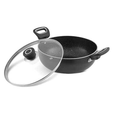 Vinod Zest Marbilo Non-Stick Deep Kadai with Glass Lid 2.5 litres (24 ...