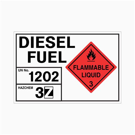 Diesel Fuel Flammable Liquid 3 Warning Sign - Safety Sign for Diesel ...