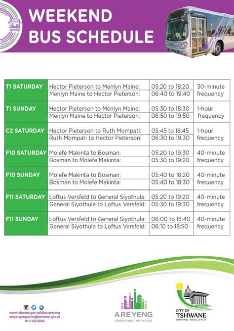 Weekends Bus Schedule - A Re Yeng