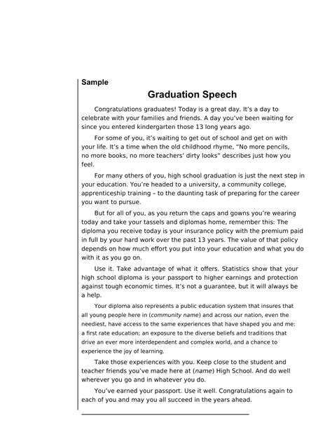 Free Printable Graduation Speech Templates [PDF] For Students