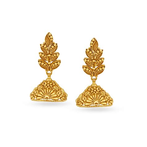 Resplendent Floral Gold Jhumkas