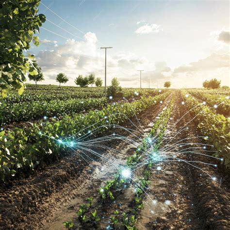 A visual of a smart irrigation system with sensors and automated ...