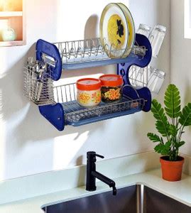 Amol Utensil Kitchen Rack Steel, Plastic Premium Stainless Steel Dish ...