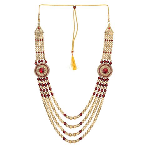 sanjog Men's Multi-Stringed Antique Blend of Pearls And CZ Sherwani ...