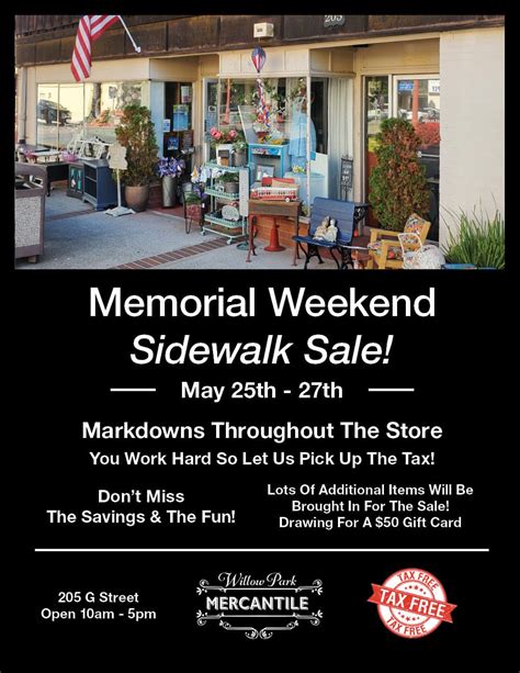 Memorial Weekend Sidewalk Sale!, Willow Park Mercantile, Antioch, 25 ...