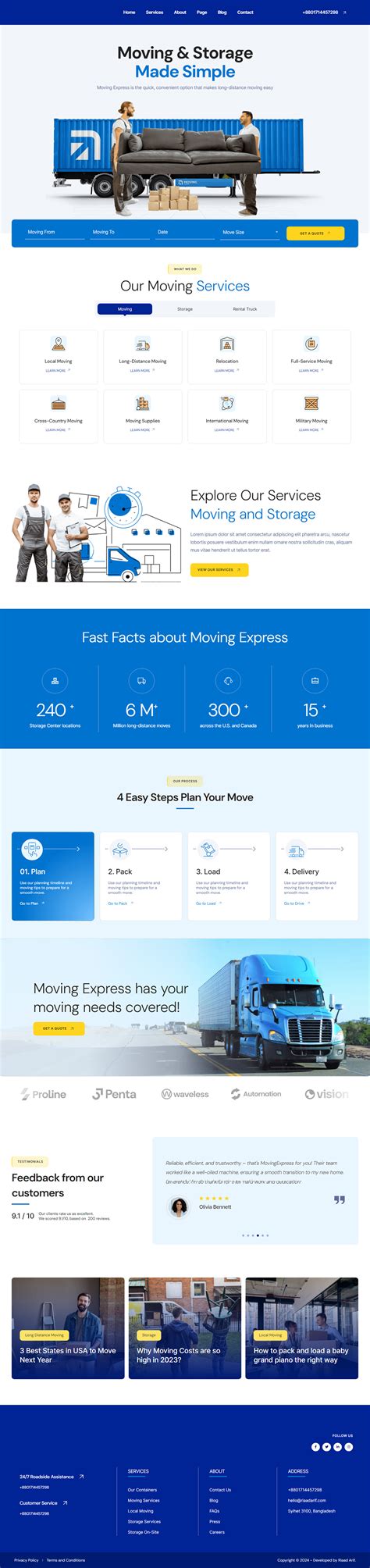 Commercial Moving | House Moving | Logistics Website :: Behance