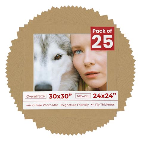 Rattan Beige Mat Board for 30x30 Frames - Fits 24x24 Photos, Color ...
