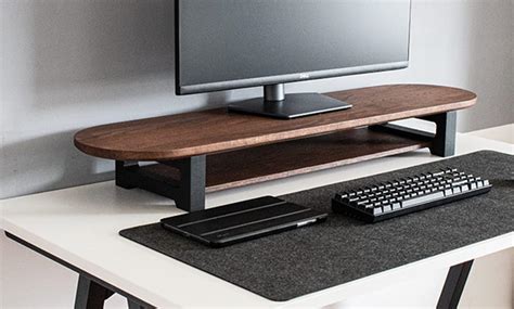 carpenterray Wooden Computer Long Monitor Round Shaped Stand, Monitor ...