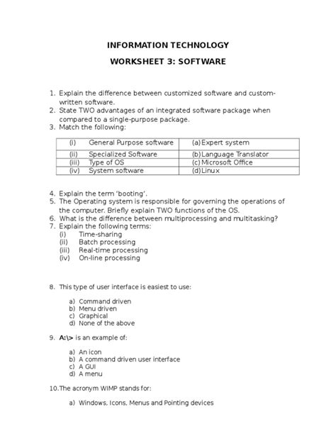 Image result for Application Software Worksheet Class 7