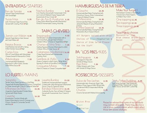 Menu Rumba — Rumba Warwick