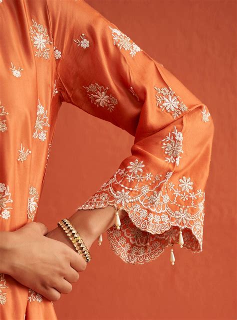 Kangna Bemberg Satin Burnt Orange Kurta Set