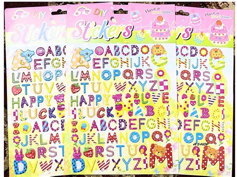 A'SHOP Self Adhesive Fancy ABCD/Alphabets/Alpha Designer Stickers for ...