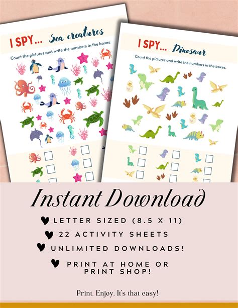 I Spy Printable Activity Sheets, I Spy for Kids, I Spy Printables, I ...