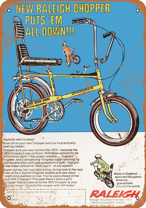 Buy 1970 Raleigh Chopper Bicycle Metal Sign - 7x10 inch - Vintage Look ...