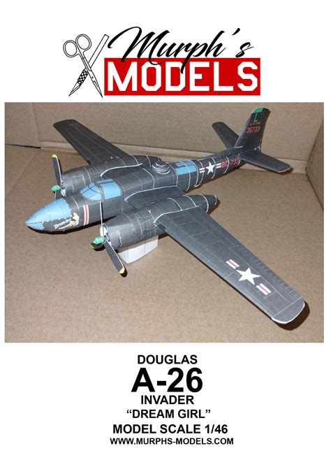 1/46 Douglas A-26 Invader "Dream Girl" Paper Model - EcardModels
