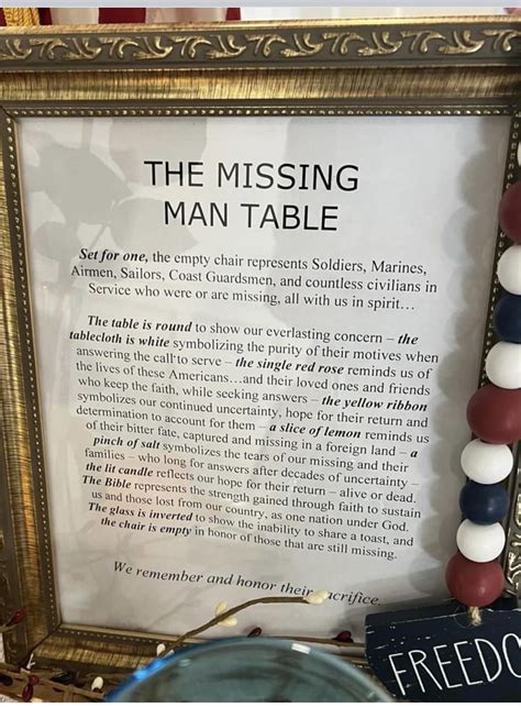 Image result for Official Missing Man Table Script
