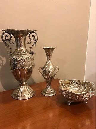 Alman Gümüşü Antika Vazo Ve Şekerlik American Vintage Vazo %20 ...
