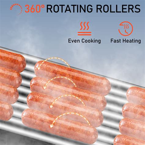 VEVOR Hot Dog Roller, 12 Hot Dog Capacity 5 Rollers, 750W Stainless ...