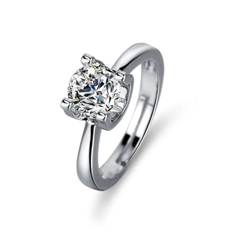 TFC Round Stone Silver Plated Adjustable Ring