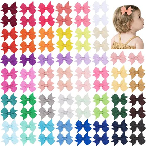 Amazon.com: 80PCS 2 Inch Baby Hair Bows Clips for Girls Grosgrain ...