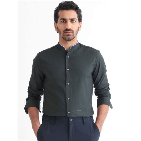 Buy Rare Rabbit Tehran Dark Green Casual Shirt Online