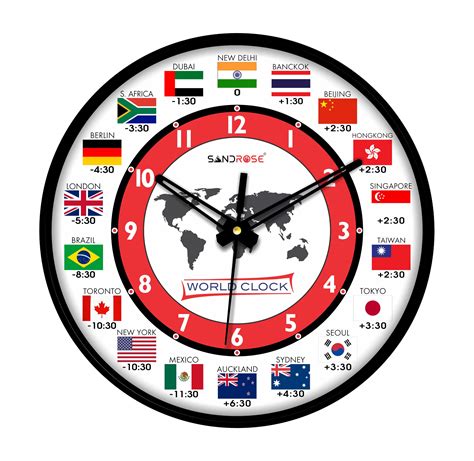Buy SANDROSE Designer Plastic Analogue Round World Wall Clock with ...