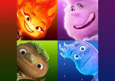 Elemental Character Posters - Meet Ember, Wade, Clod and Gale - Pixar Post