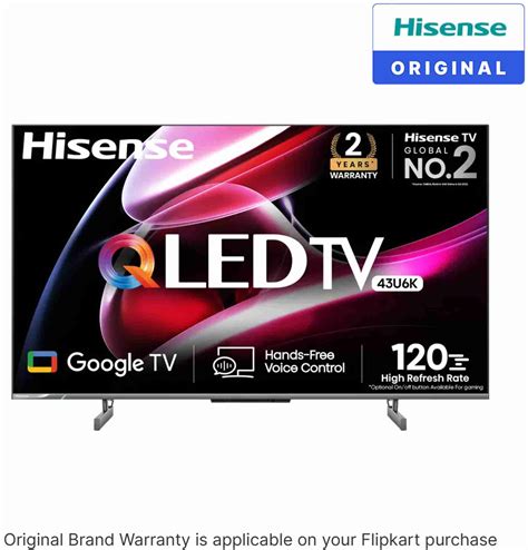 Hisense U6K 108 cm (43 inch) QLED Ultra HD (4K) Smart Google TV with ...