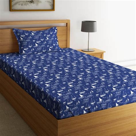 Buy Spaces Essentials Boat Print Single Bedsheet - 152 x 228 cm from ...