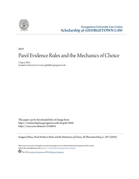 Parol Evidence Rules and the Mechanics of Choice - Georgetown ...