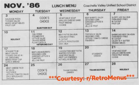 11 Nostalgic Photos of School Menus Over the Years