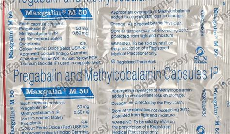 Maxgalin M 50mg Strip Of 10 Capsules: Uses, Side Effects, Price ...