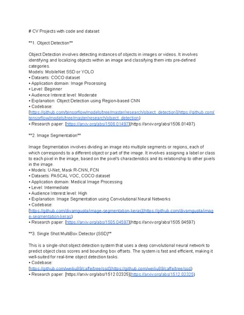 Cv project list 26-01-24 - # CV Projects with code and dataset 1 ...