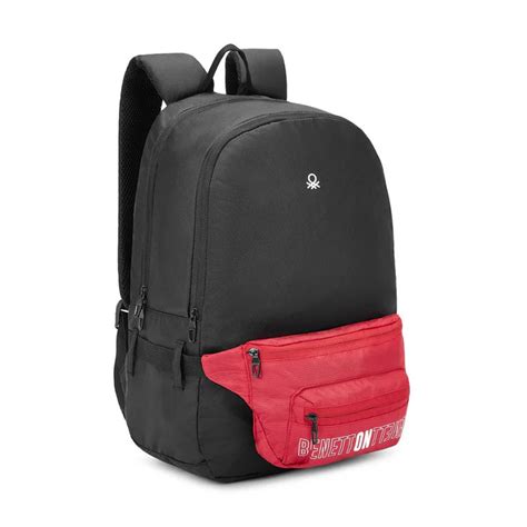 United Colors of Benetton Olivine Laptop Backpack Black +Red – Brand27