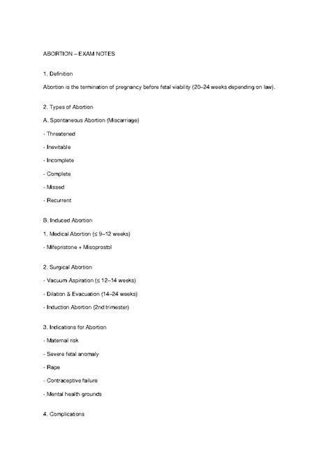 ABORTION EXAM NOTES: Ethics and Types of Abortion - Studocu