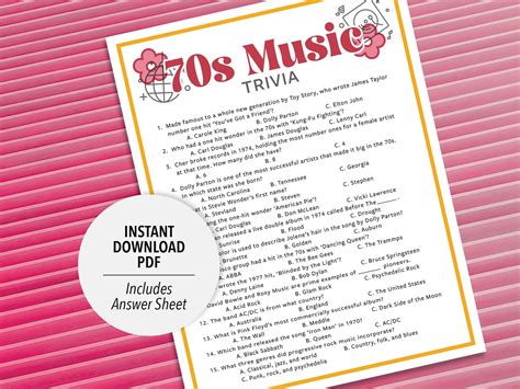 70s Music Trivia | 70s Music Trivia Game | Printable Music Trivia ...