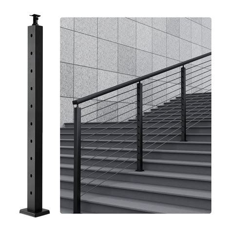 VEVOR Cable Railing Post, 36" x 2" x 2" Steel 30° Angled Hole Stair ...