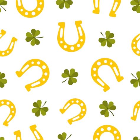 St patrick day seamless pattern with horseshoe | Premium Vector