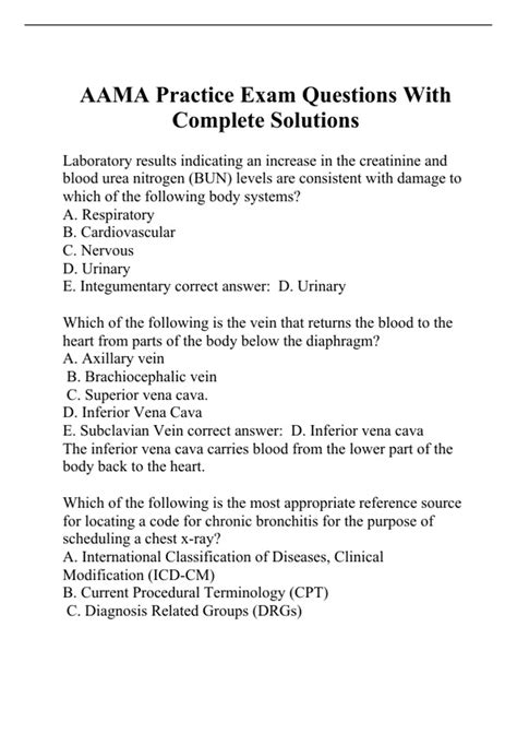 AAMA Practice Exam Questions With Complete Solutions - AAMA - Stuvia US