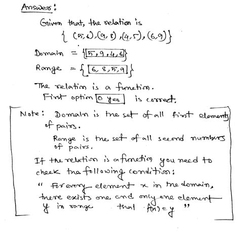 [Solved] Find the domain and range of the relation: { (5, 6), (9, 8 ...