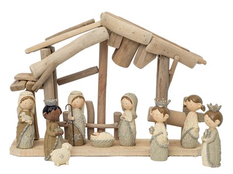 Buy Vita Domi 9 Piece 4.5" Christmas Manger Nativity Set with 11.5 ...