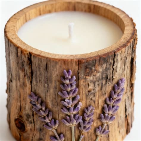 Hand-Poured Soy Wax Candle in Reclaimed Wood Vessel – Lavender Scent ...