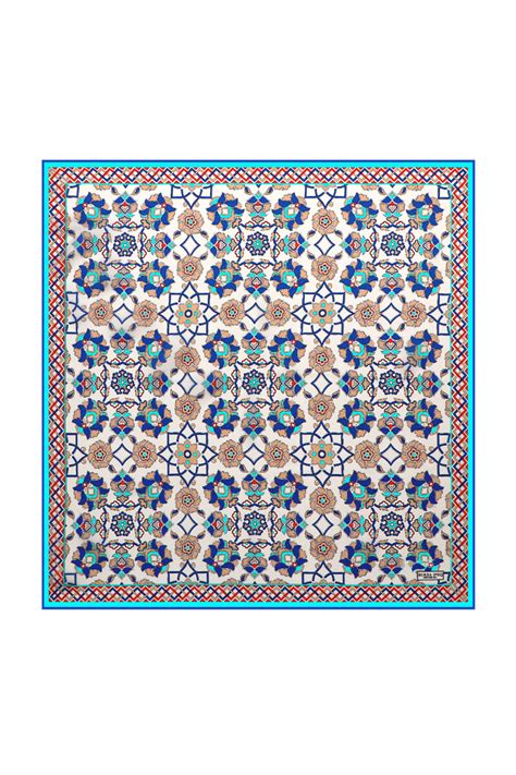 Ecru Gold Motif Pattern Silk Pocket Square